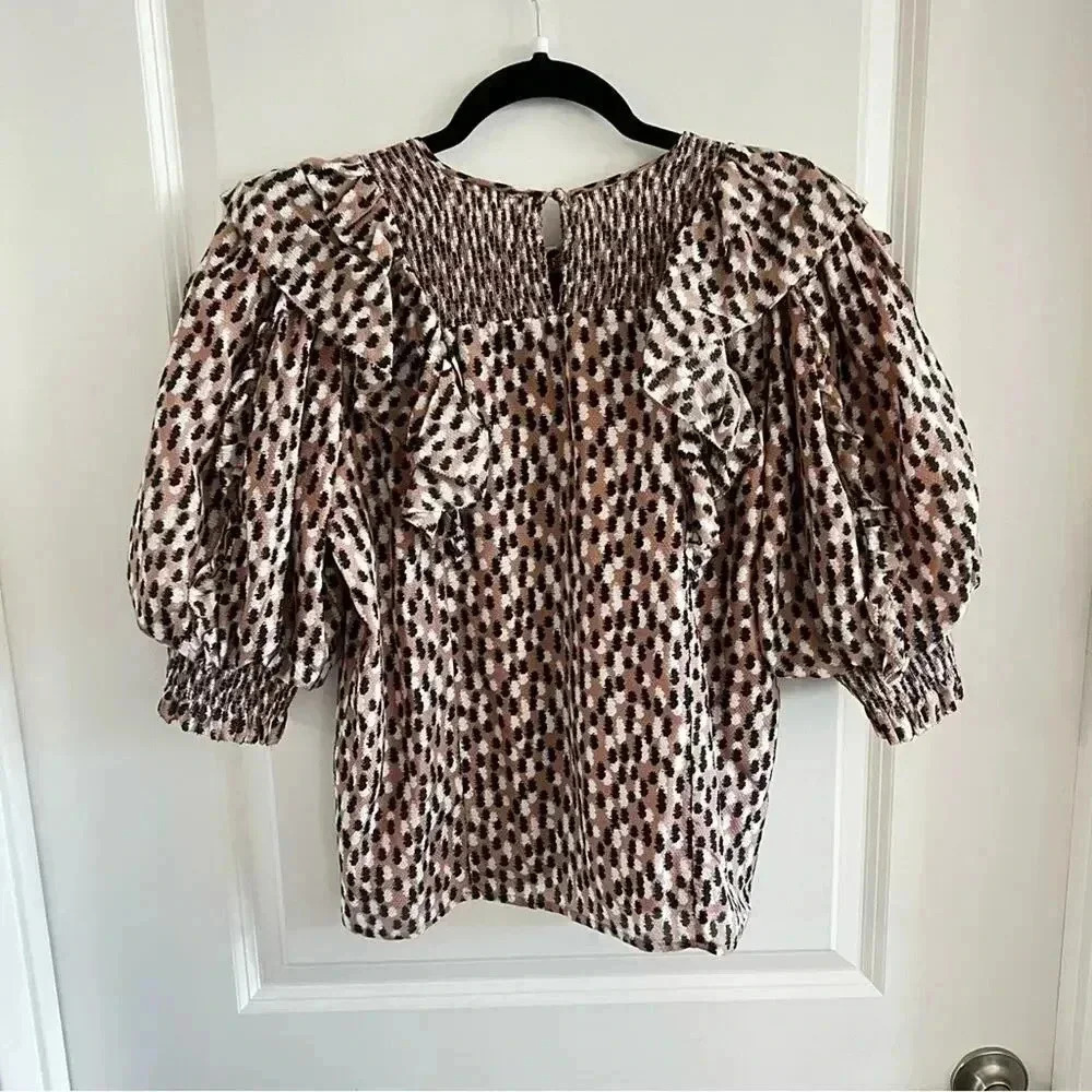*804 Magali Pascal Petal Top Silk Short Sleeve Blouse Size Small - Picture 6 of 6